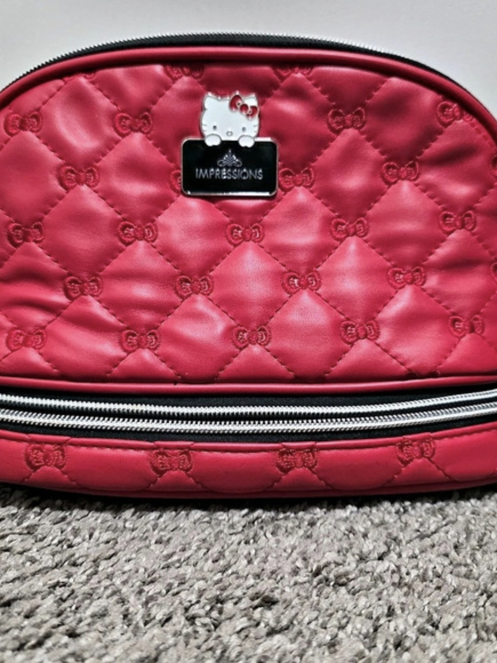 Impressions Vanity Hello Kitty Quilted Arch Makeup Bag Red Cosmetic Case Sanrio